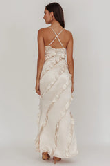 Arrabel Ruffle Trim Maxi Dress Champagne