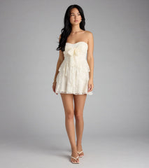 Love Stories Tie Front Ruffle Lace Skater Dress