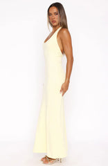 Took A Chance Halter Maxi Dress Lemon