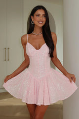 Mercedes Sequin Mini Dress - Baby Pink