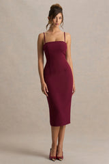 Baylor | Burgundy Midi-Dress With Removable Cape