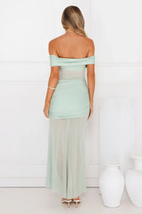 Dewdrop Dream Off Shoulder Mesh Maxi Dress