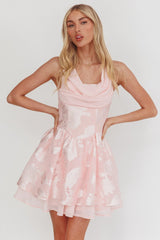 Lusting Lace-Up Back Mini Dress Blush