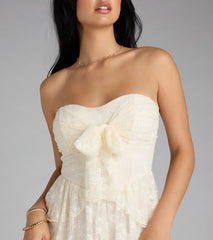 Love Stories Tie Front Ruffle Lace Skater Dress