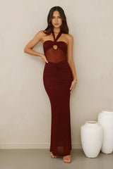 Irresistible Style Mesh Halter Maxi Dress