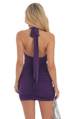 Ruched Bodycon Dress in Purple