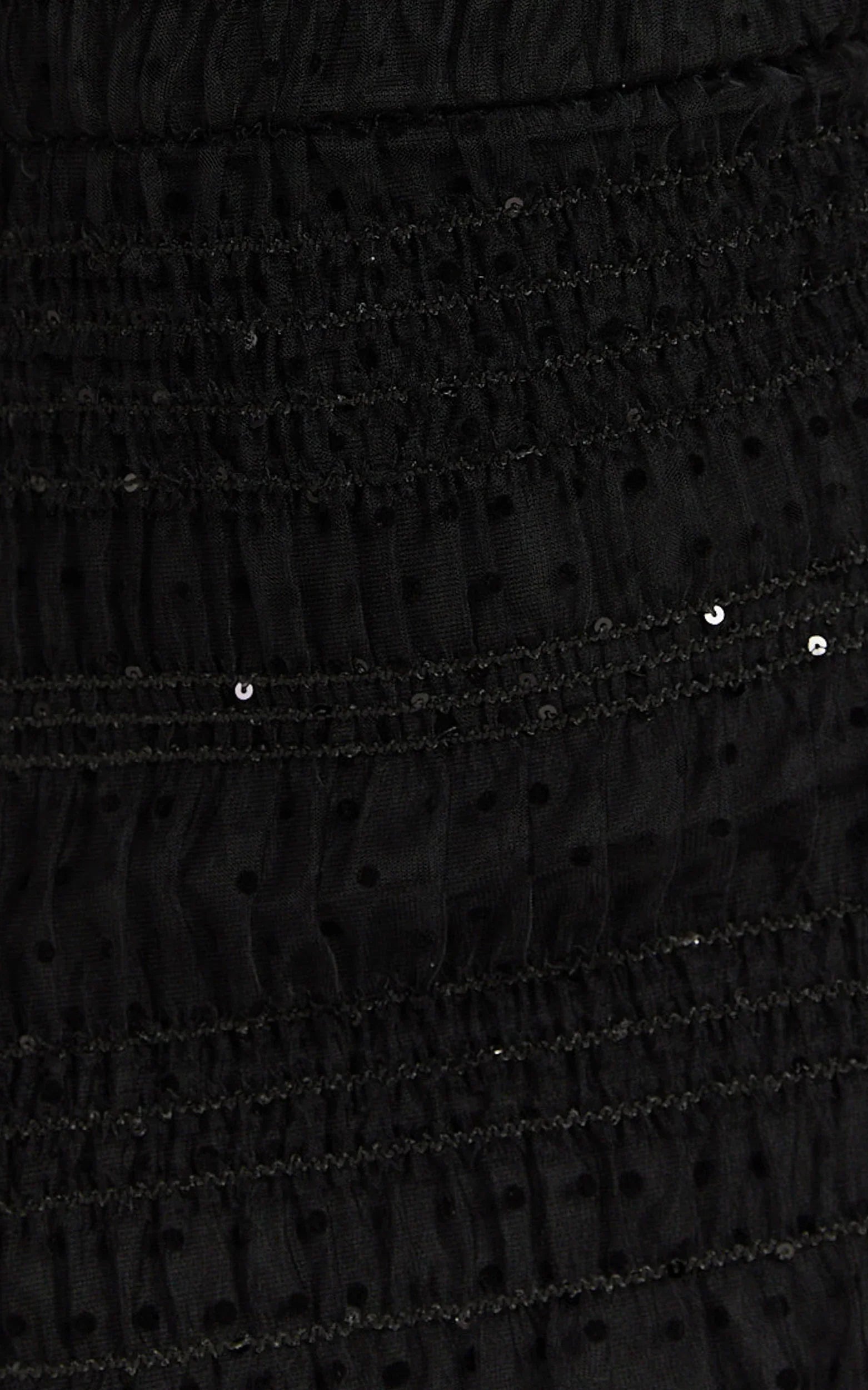 Evelyn Midi Dress Long Sleeve Shirred Tulle Dress in Black Polka