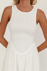 Smith Shirred Bodice Midi Dress White