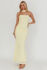 Truth Be Told Reverse Halter Maxi Dress Butter