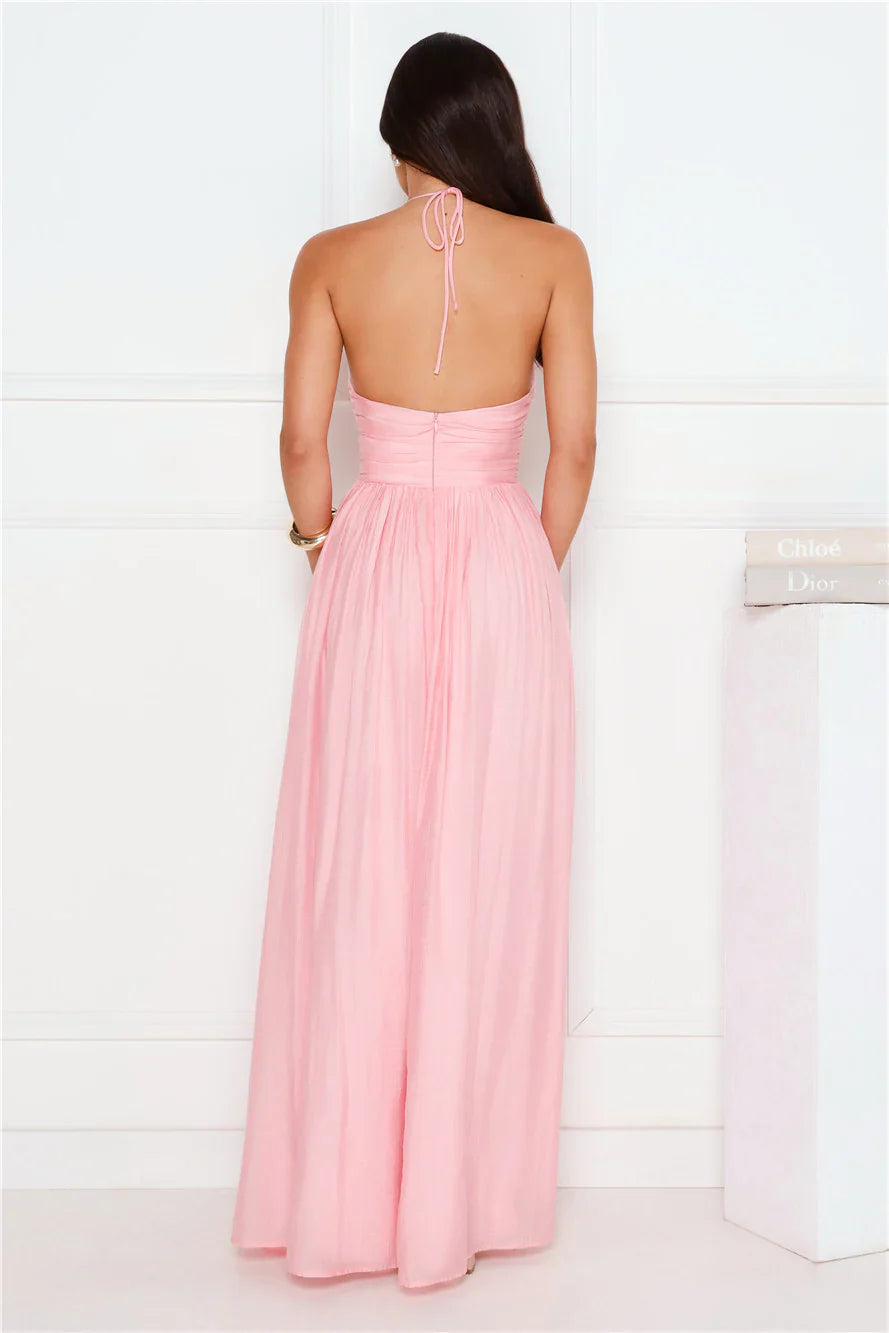 Hibiscus Hues Halter Maxi Dress