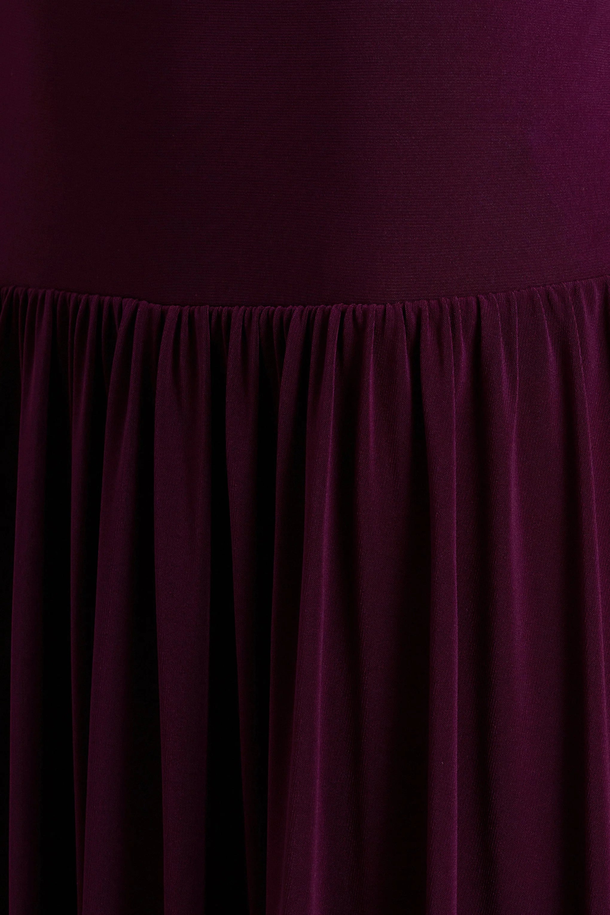 Freesia | Plum Asymmetric-Neck Maxi Dress With Scarf-Detail