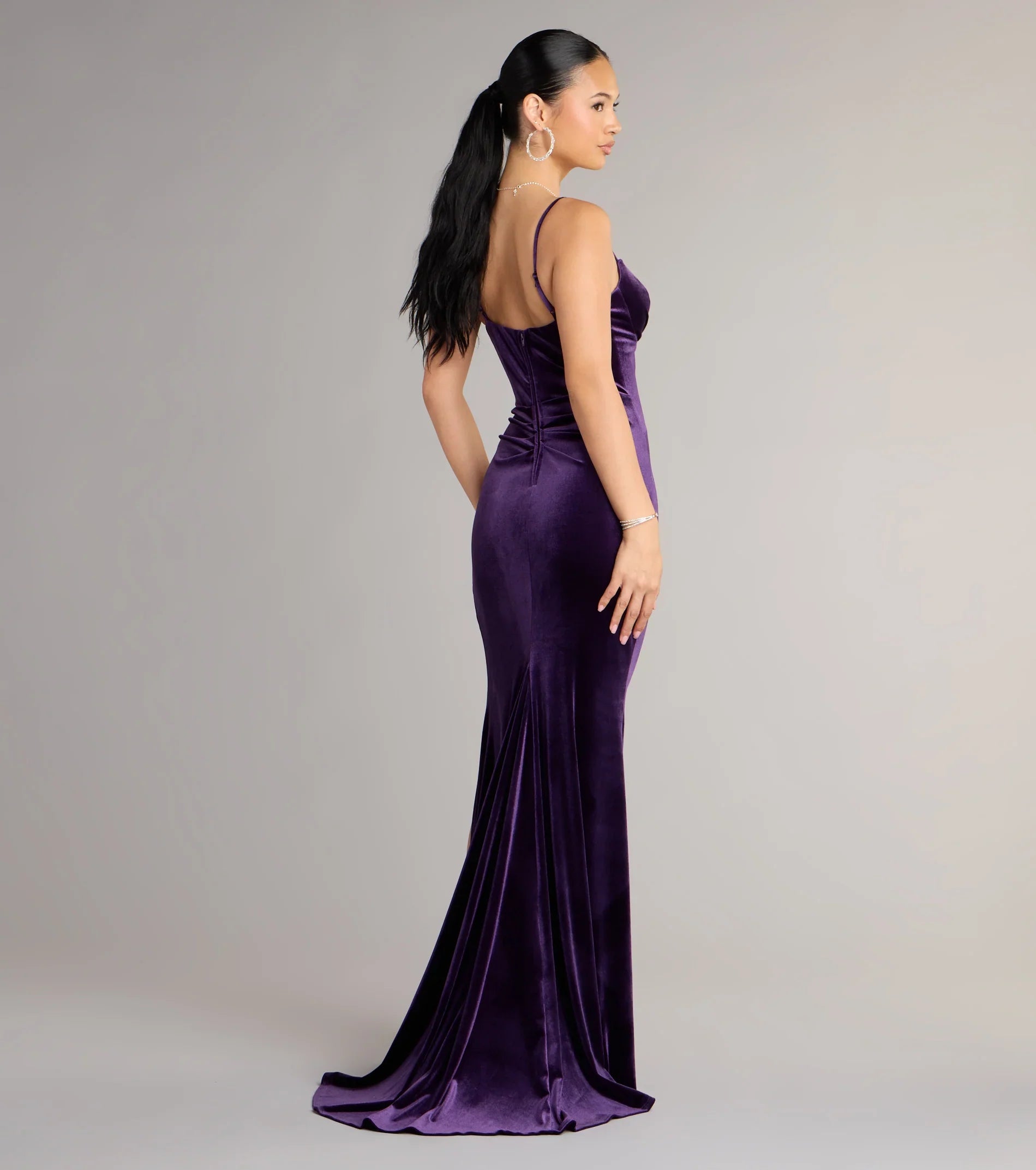 Ariel Velvet Slit Mermaid Formal Dress