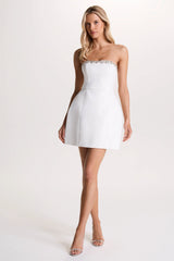 Bobbie | White Embellished Bandeau Mini Dress