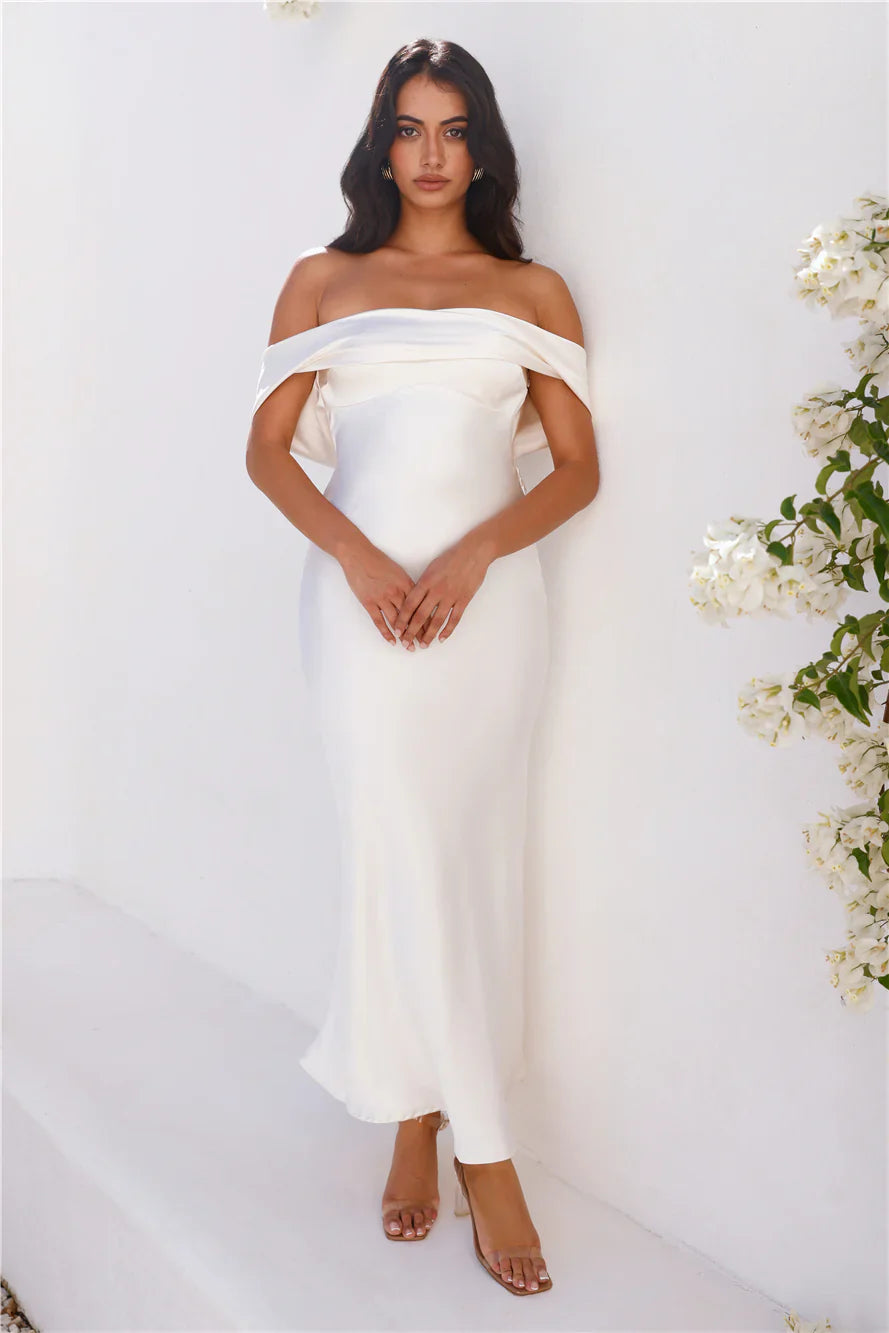 Precious Pearl Satin Maxi Dress