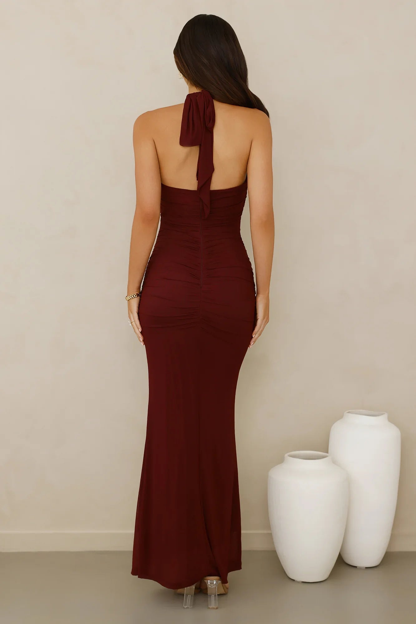 Irresistible Style Mesh Halter Maxi Dress
