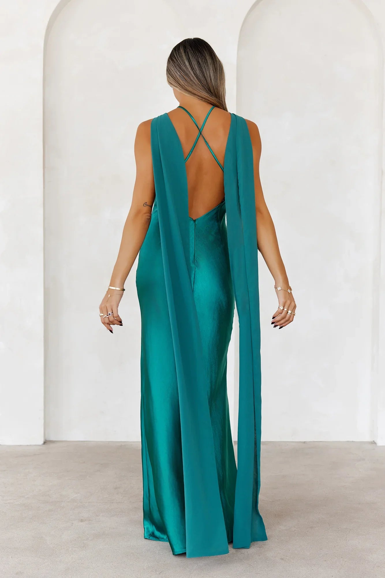 Golden Empress Satin Maxi Dress