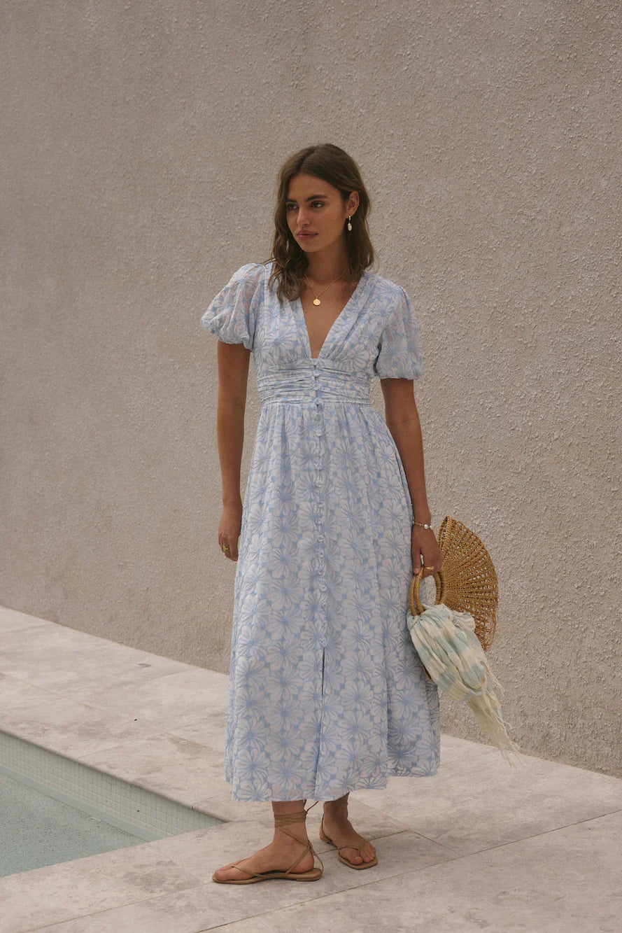 Floral Dreams Maxi Dress Blue