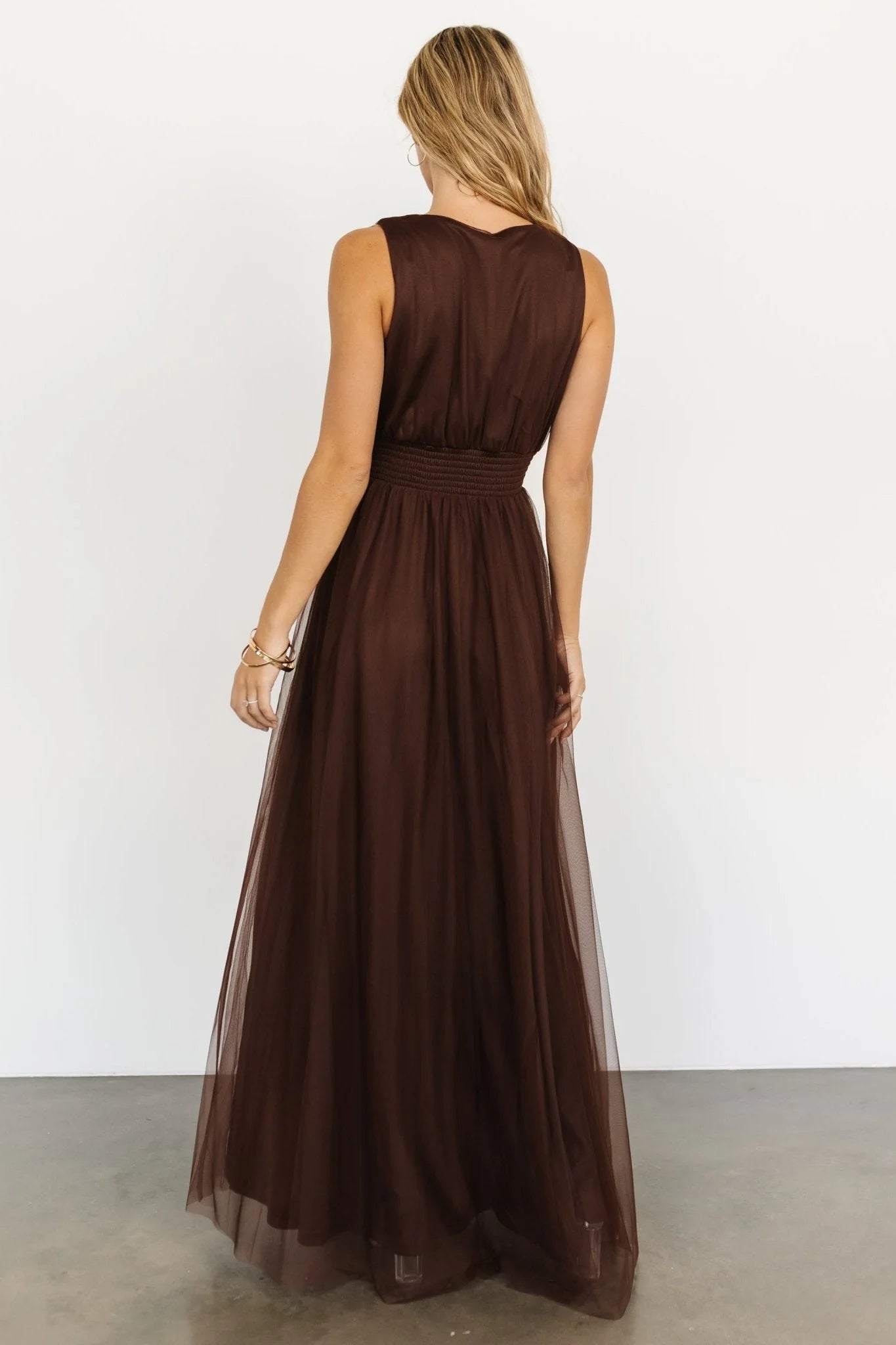 Kamila Tulle Maxi Dress | Espresso