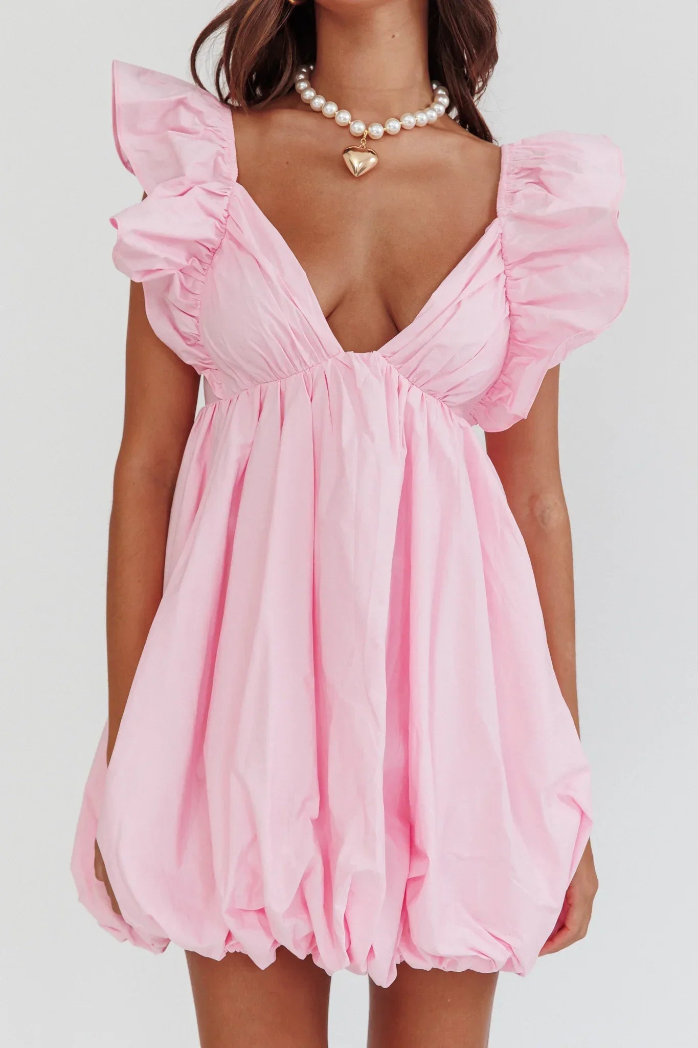 Horoscope Bubble Hem Mini Dress Blush