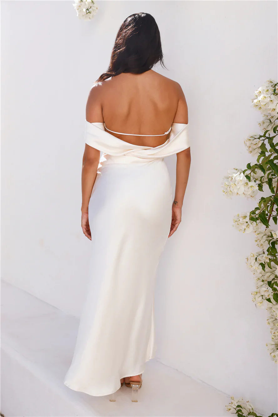 Precious Pearl Satin Maxi Dress
