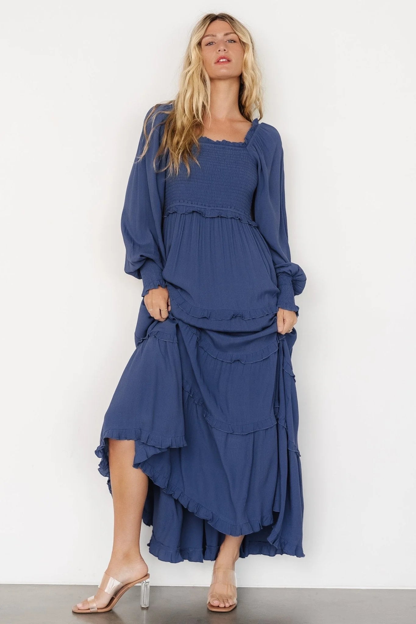 Lana Smocked Maxi Dress | Blue