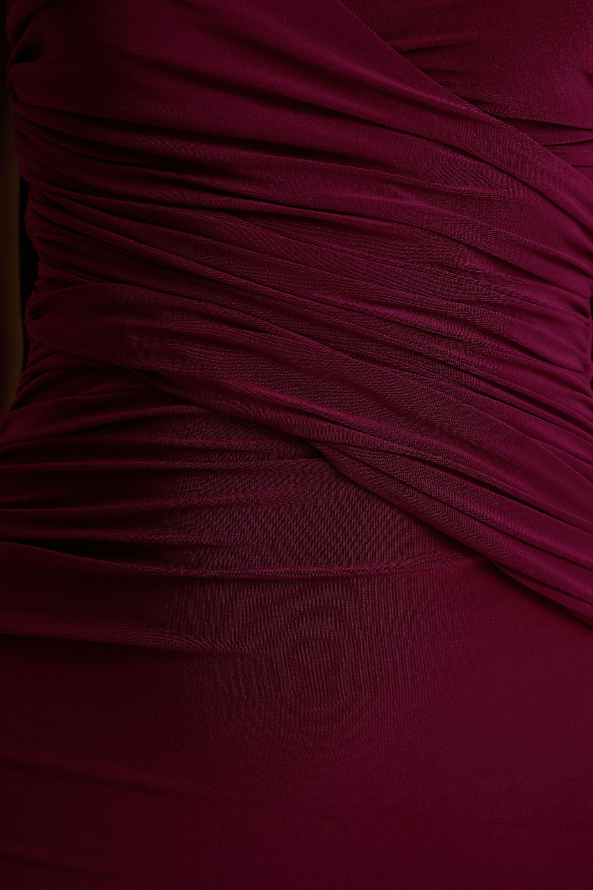 Leila | Burgundy Sweetheart Maxi Dress With Scarf