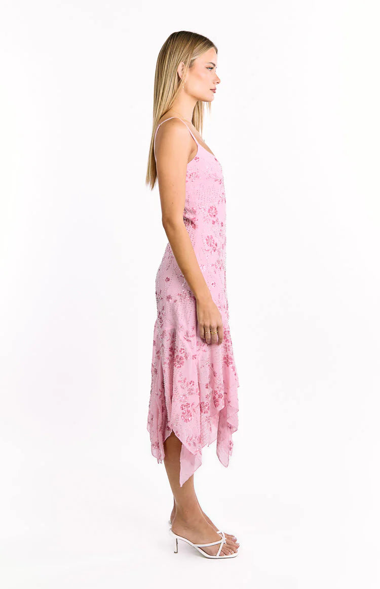 Another World Pink Sequin Midi Dress