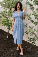 June Smocked Midi Dress | Blue
